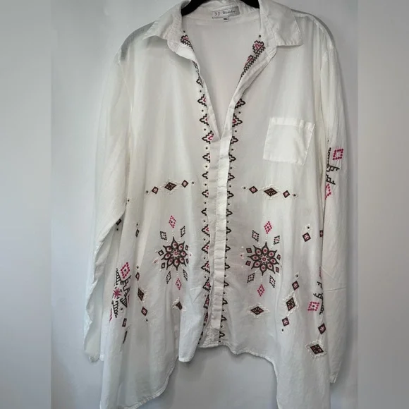 Johnny Was 3J Workshop Embroidered Women’s Shirt - Size XL - 100% Cotton - NWOT - Picture 1 of 11